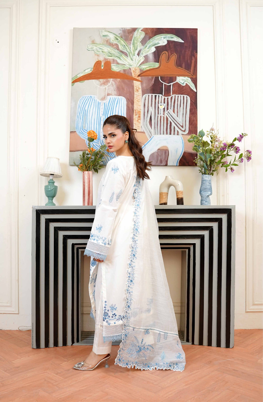 3 Pcs - Luxury Embroidered Lawn WHT
