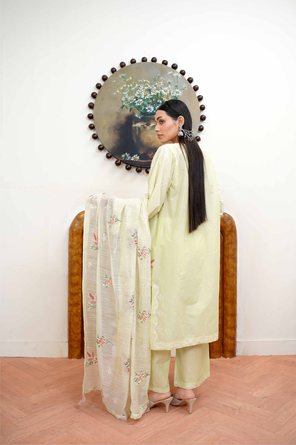 3 Pcs - Luxury Embroidered Lawn Spring Green