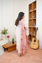 3 Pcs - Luxury Embroidered Lawn PINK