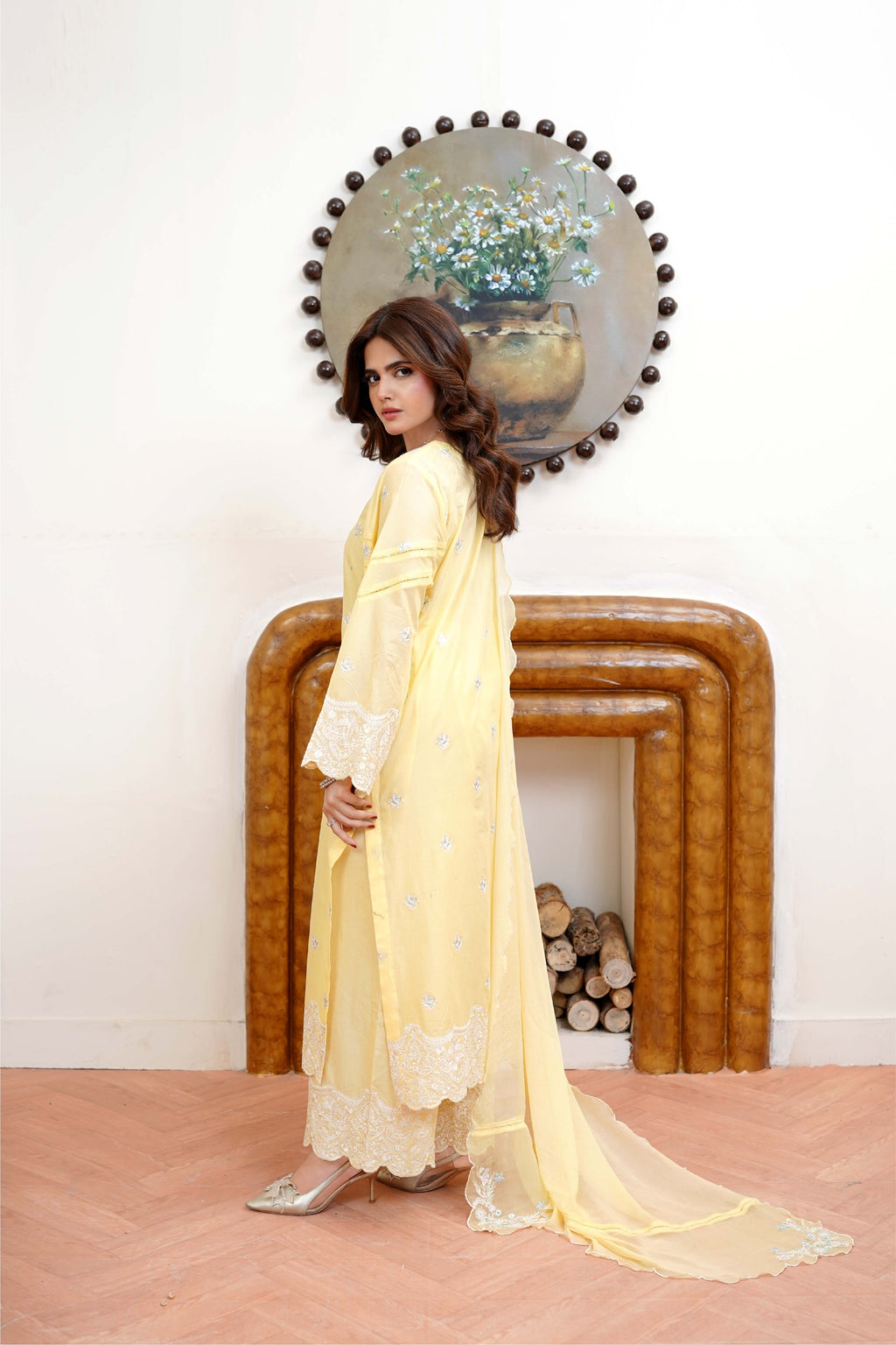 3 Pcs - Luxury Embroidered Lawn LIME