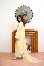 3 Pcs - Luxury Embroidered Lawn LIME