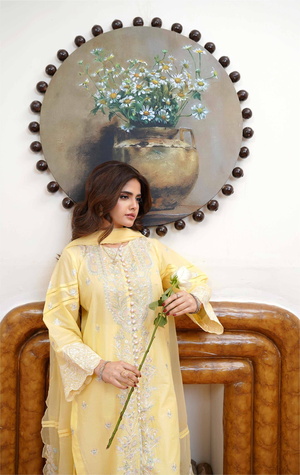 3 Pcs - Luxury Embroidered Lawn LIME