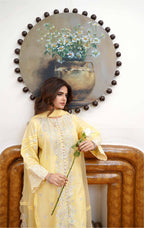 3 Pcs - Luxury Embroidered Lawn LIME
