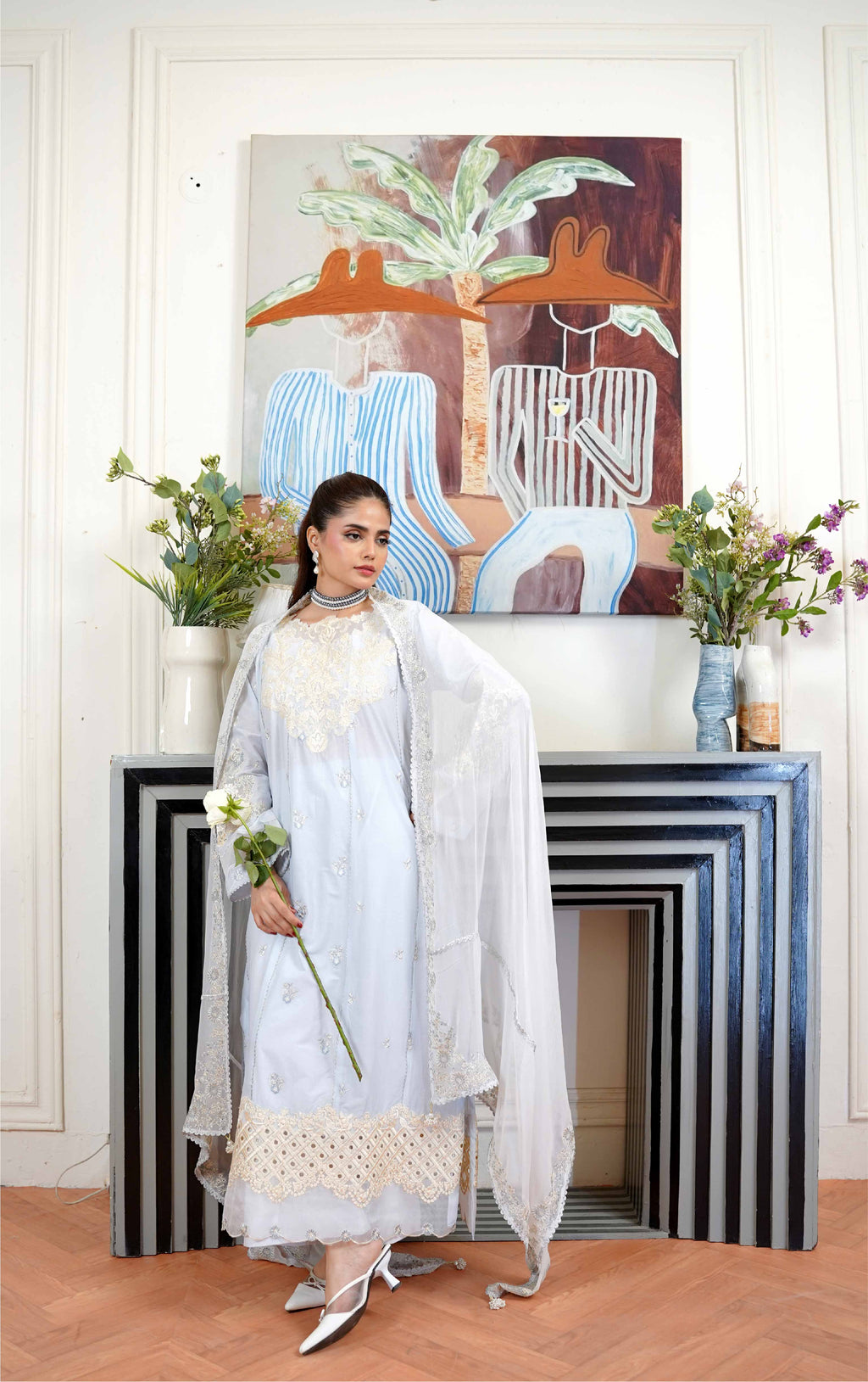 3 Pcs - Luxury Embroidered Lawn SKY
