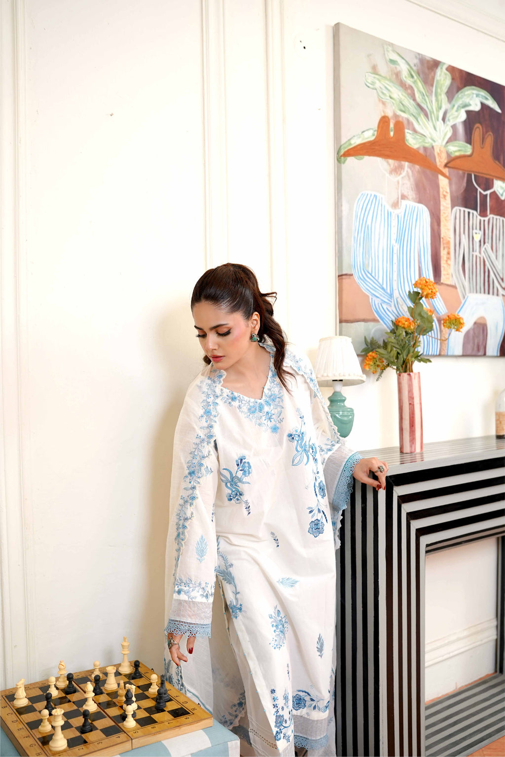 3 Pcs - Luxury Embroidered Lawn WHT