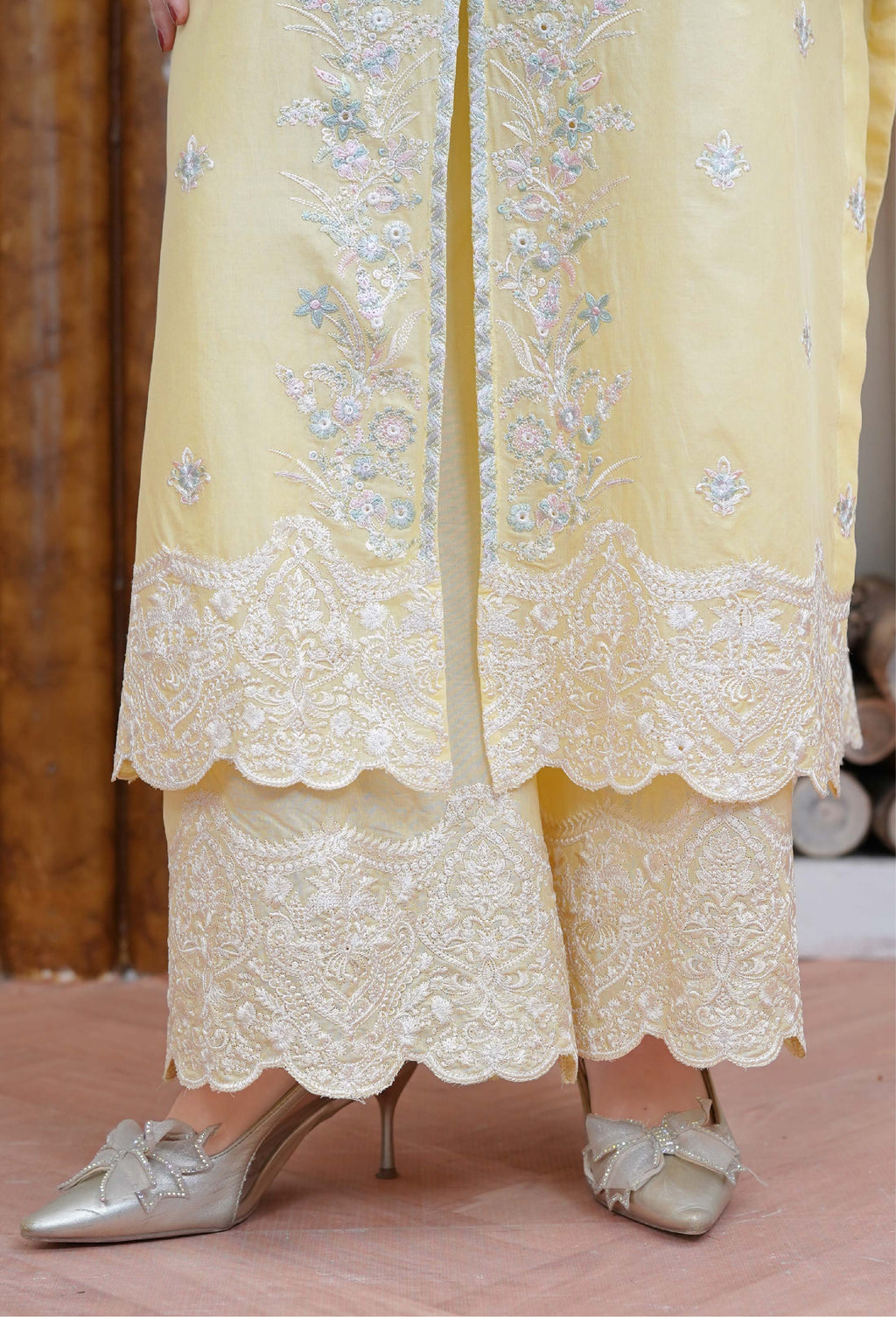 3 Pcs - Luxury Embroidered Lawn LIME