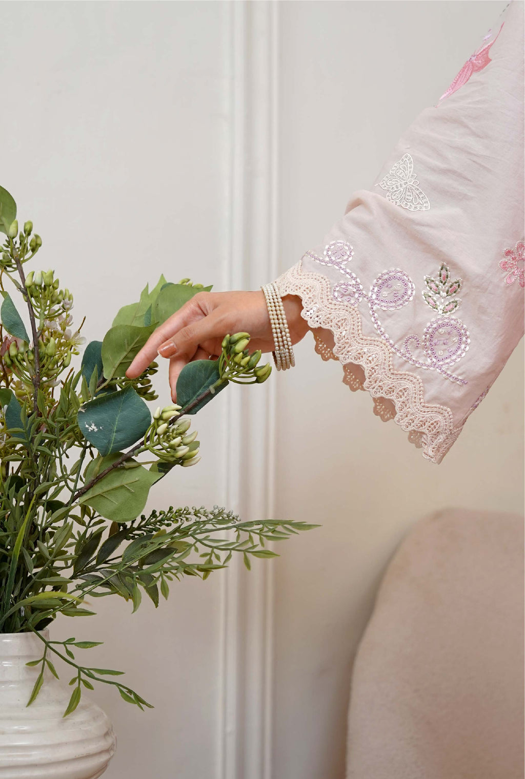 3 Pcs - Luxury Embroidered Lawn PINK