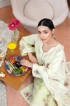 3 Pcs - Luxury Embroidered Lawn Spring Green