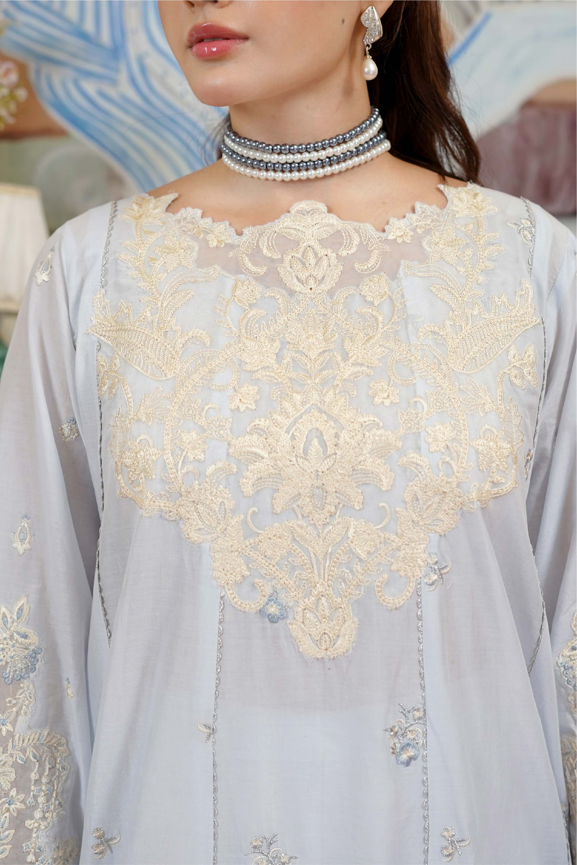 3 Pcs - Luxury Embroidered Lawn SKY