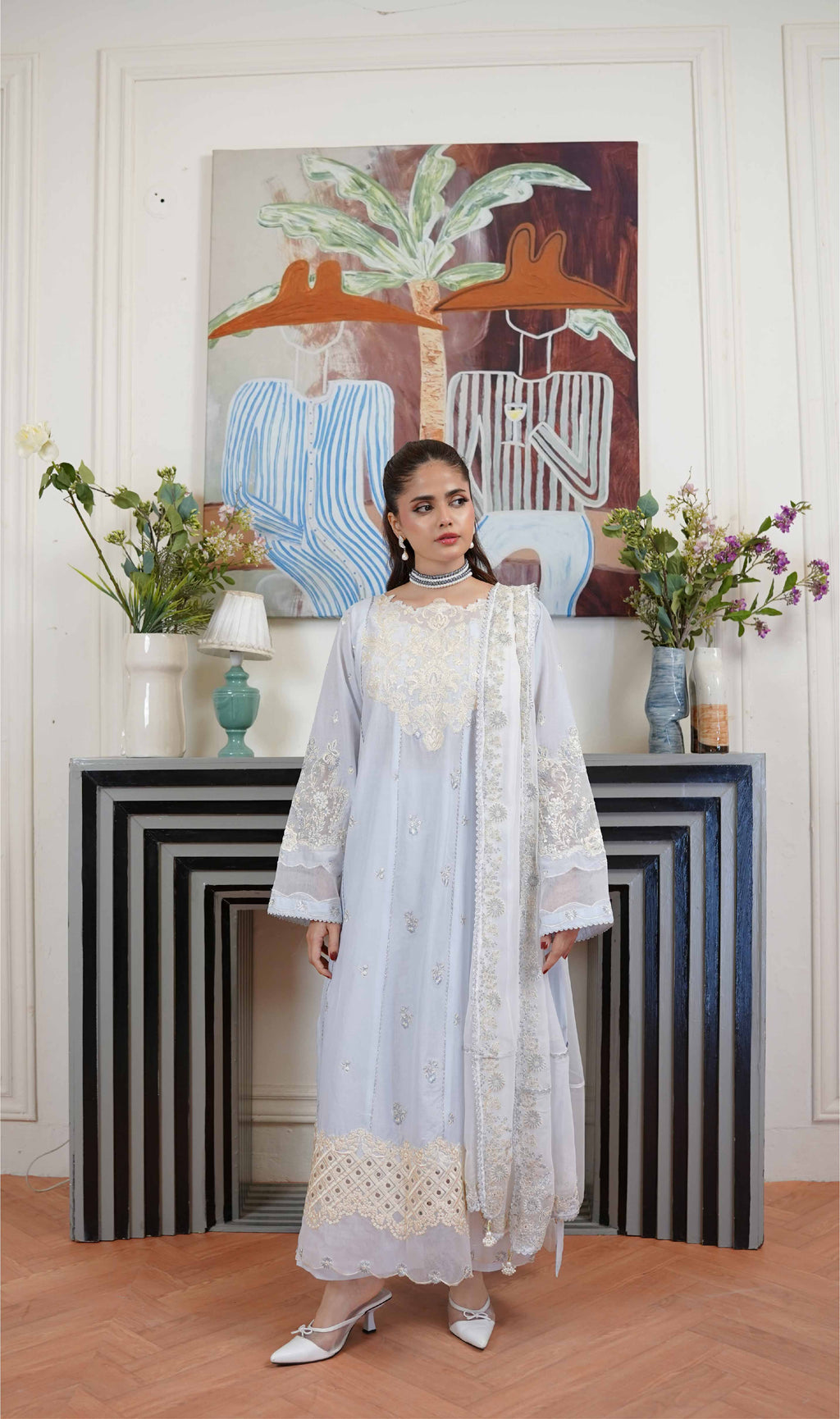3 Pcs - Luxury Embroidered Lawn SKY