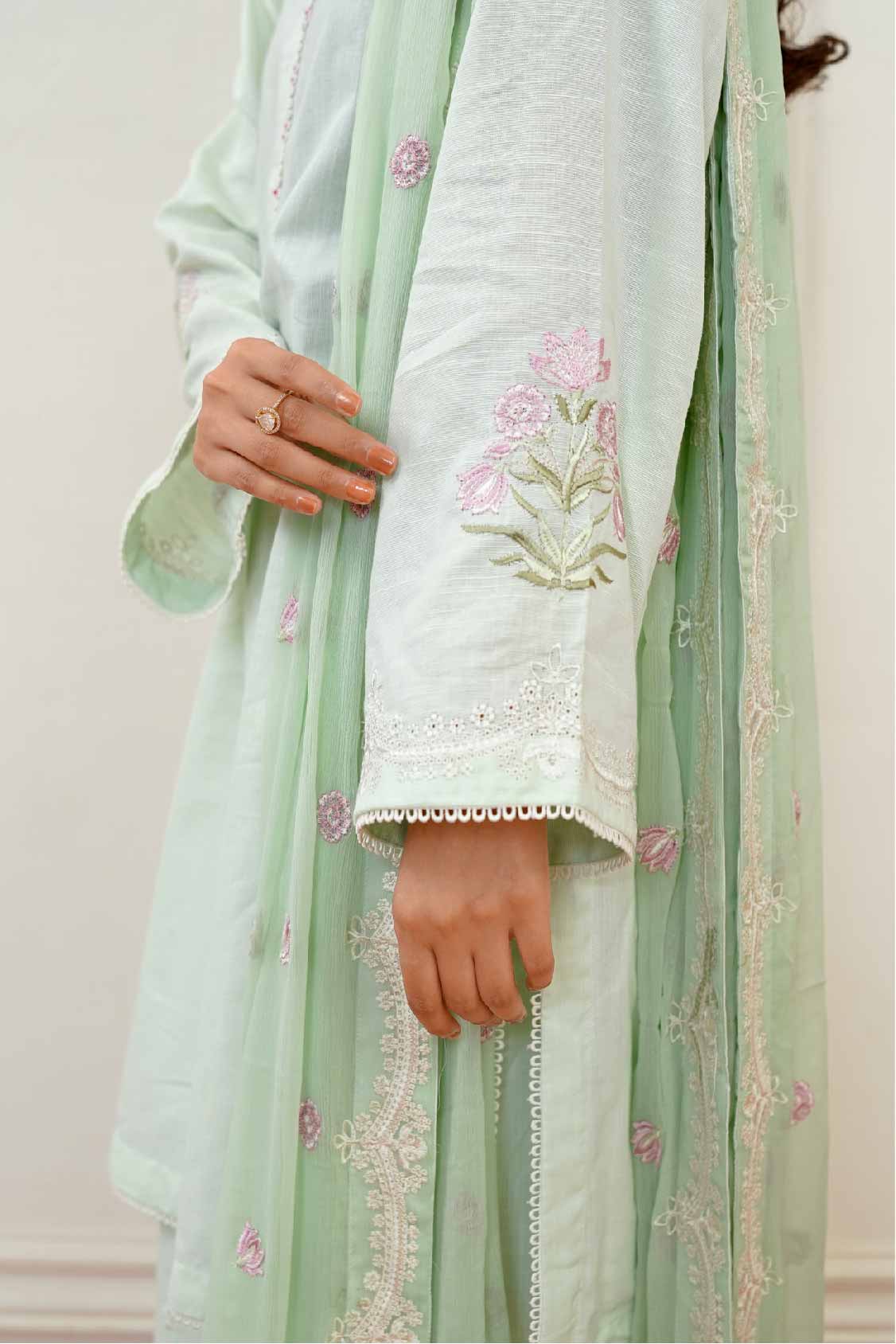 3 Pcs - Premium Embroidered Sage Serenity