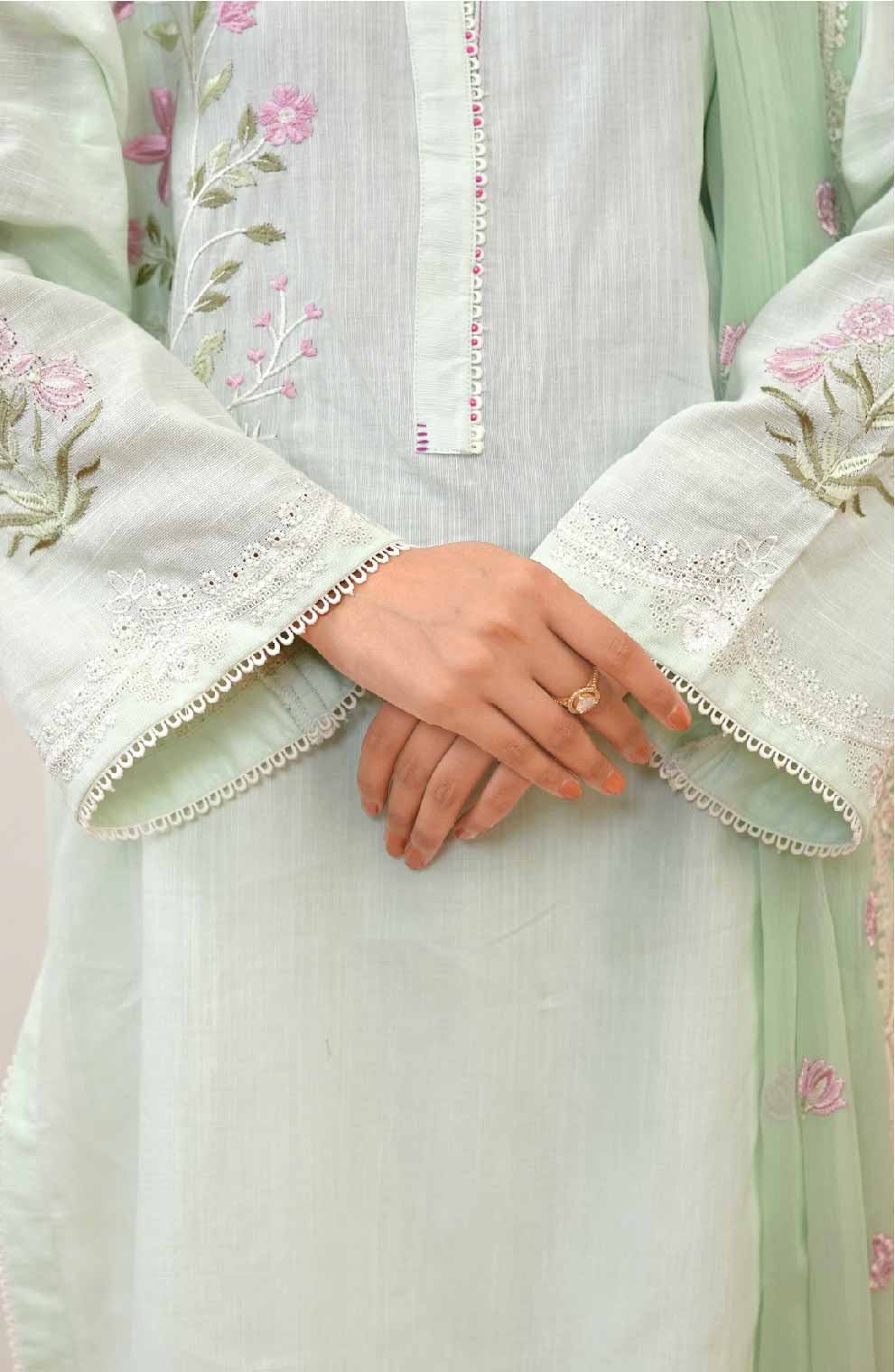 3 Pcs - Premium Embroidered Sage Serenity