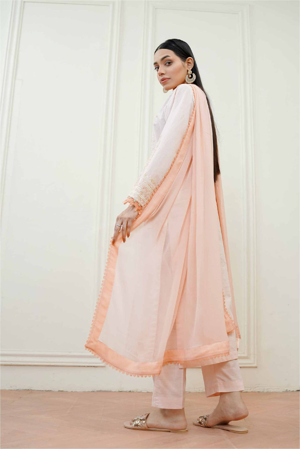 3 Pcs - Premium Embroidered Peach Breeze