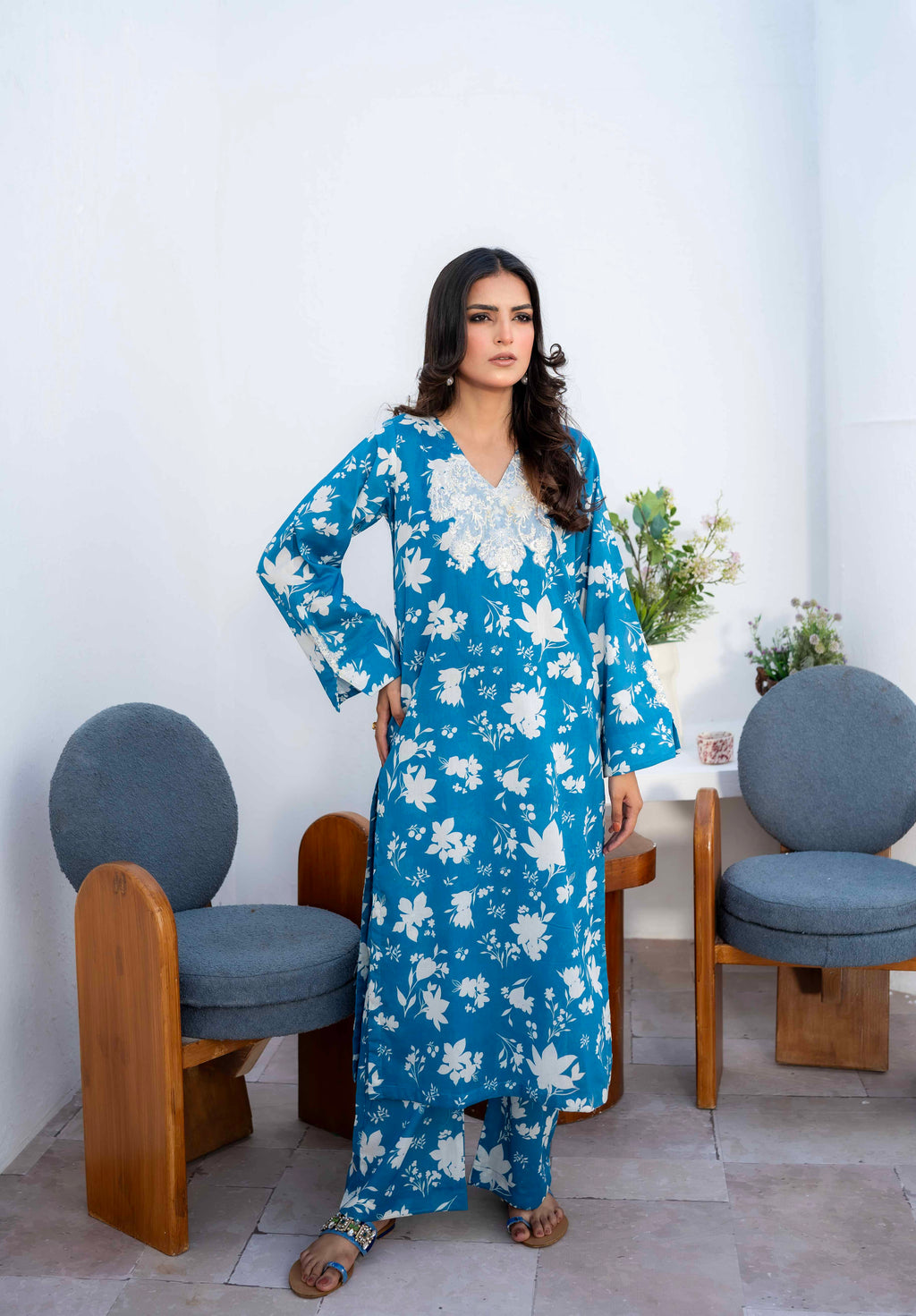Morning Blue - Digital Printed Lawn