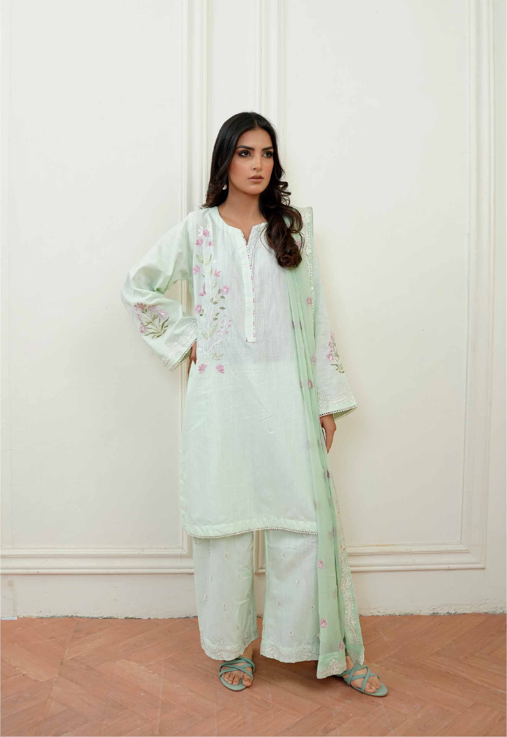 3 Pcs - Premium Embroidered Sage Serenity
