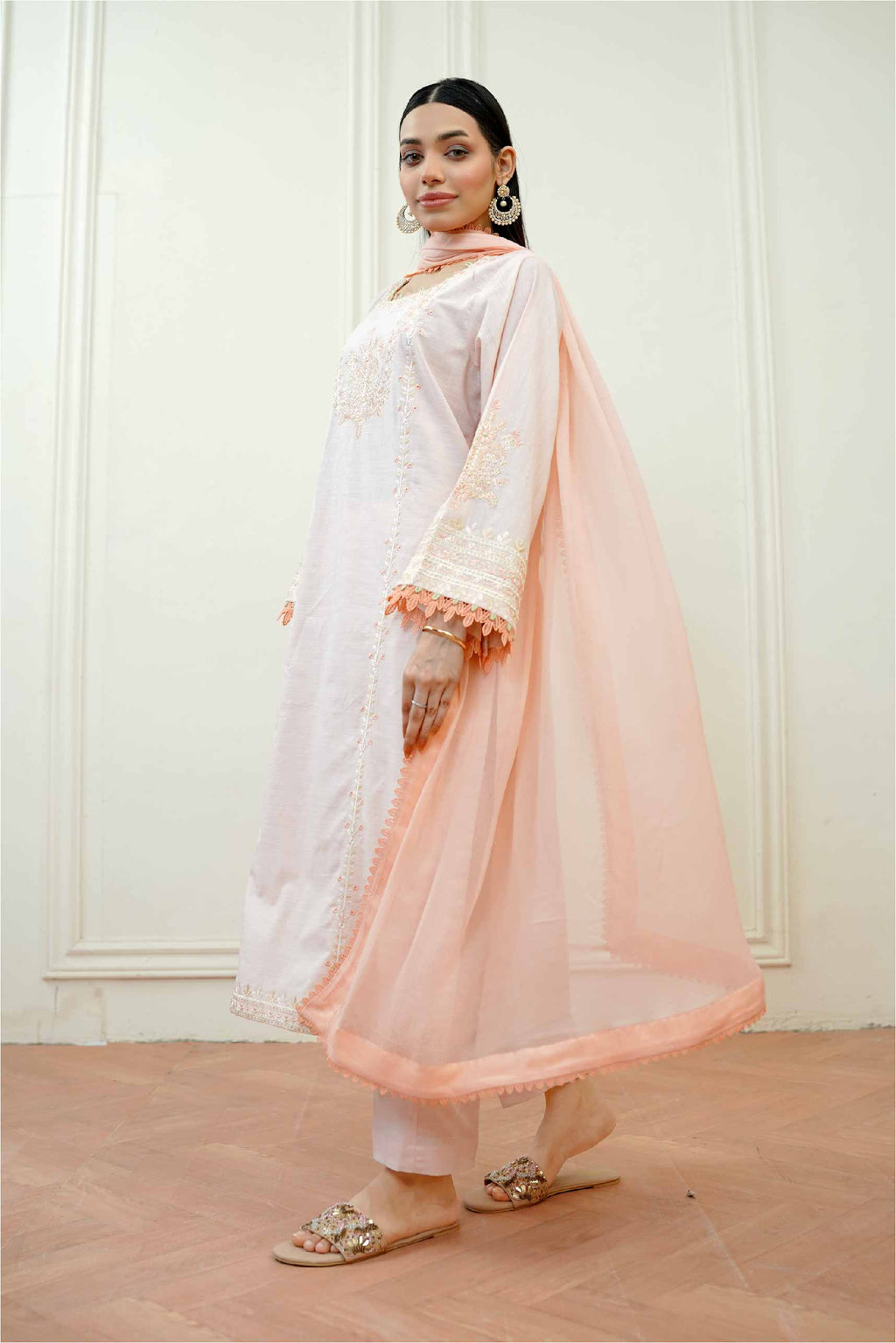 3 Pcs - Premium Embroidered Peach Breeze