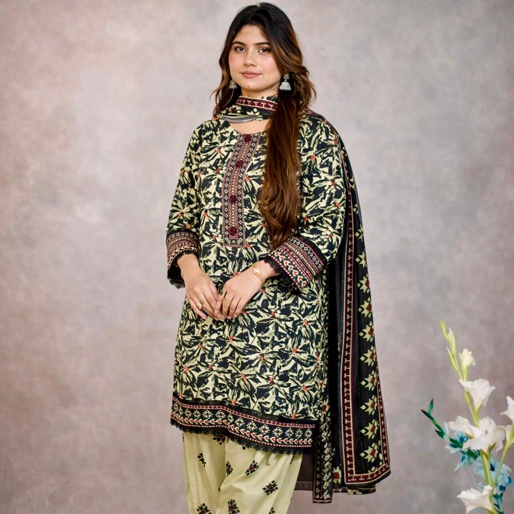 3 Pcs - Digital Printed Olive Ember