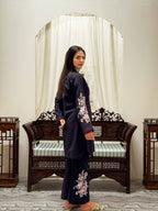 2 Pcs - Premium Embroidered applique Black