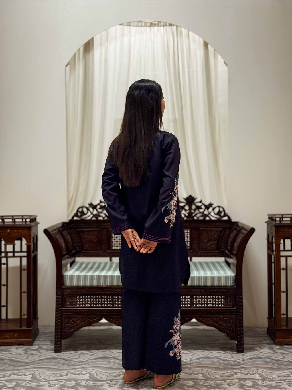 2 Pcs - Premium Embroidered applique Black