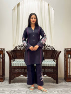 2 Pcs - Premium Embroidered applique Black