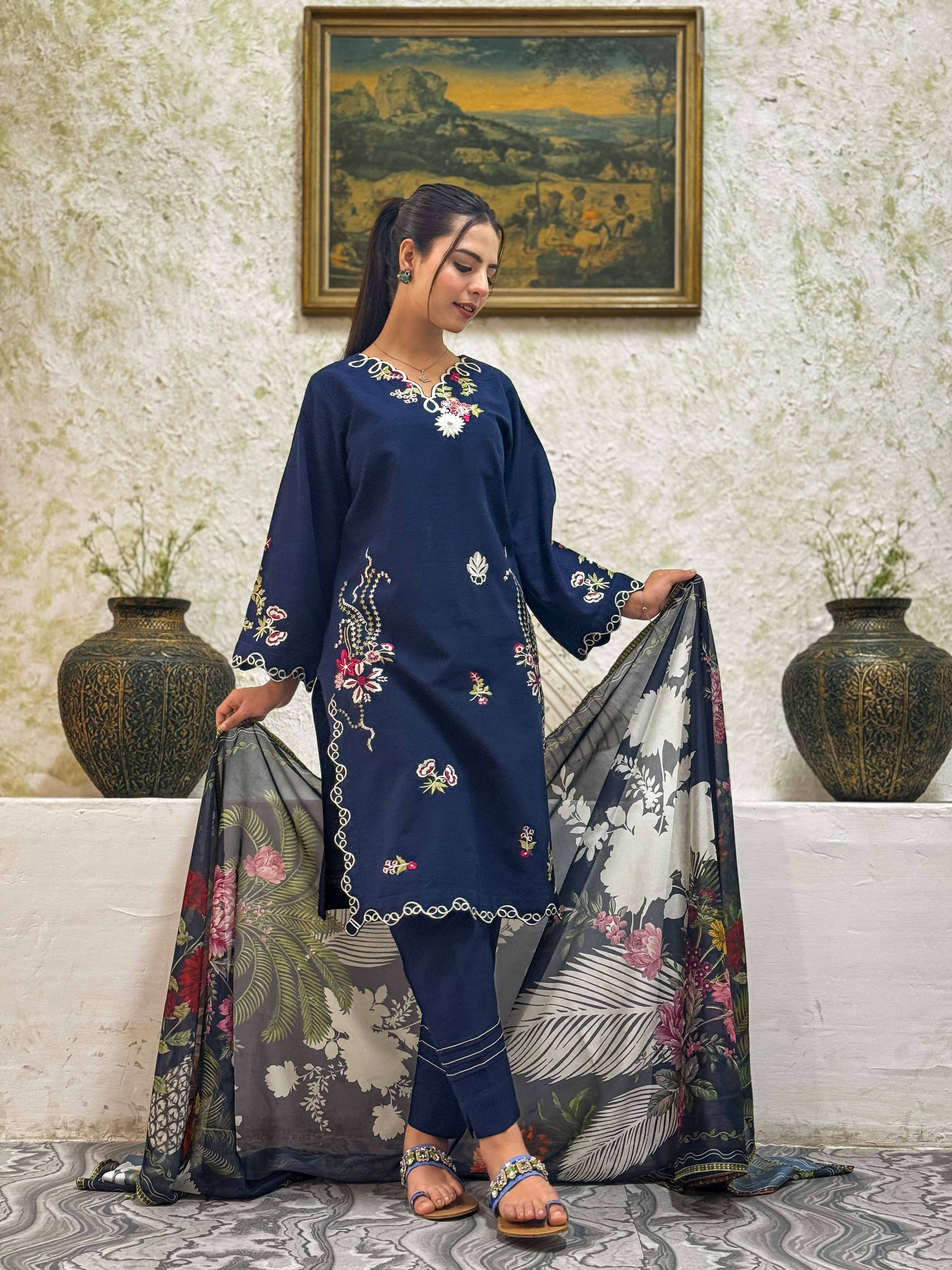 3 Pcs - Premium Embroidered Royal Navy