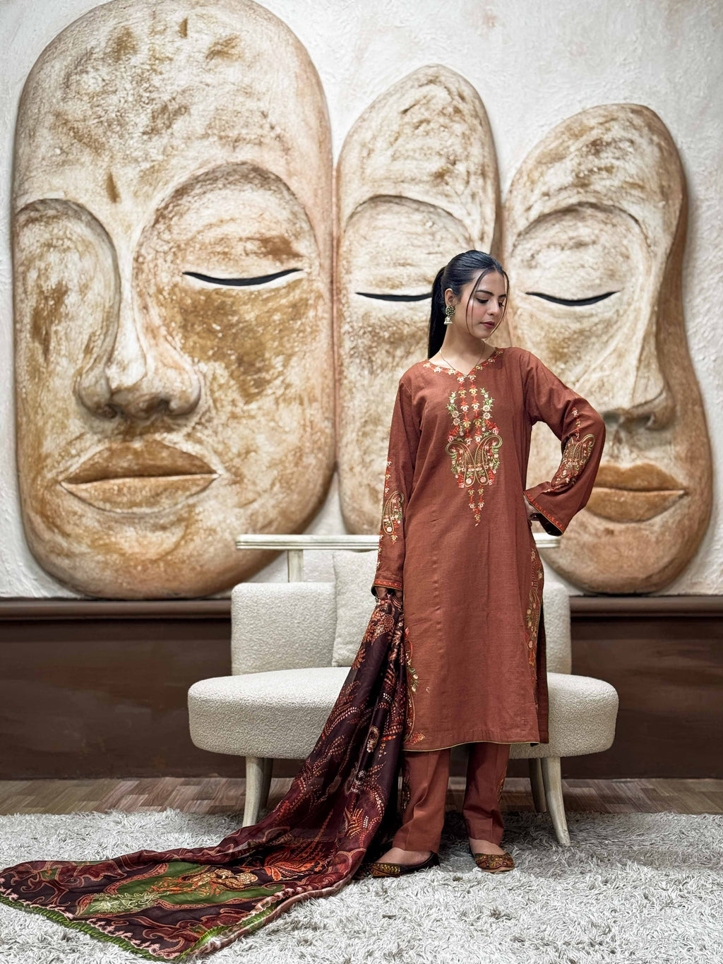 3 Pcs - Premium Embroidered Spring Floral