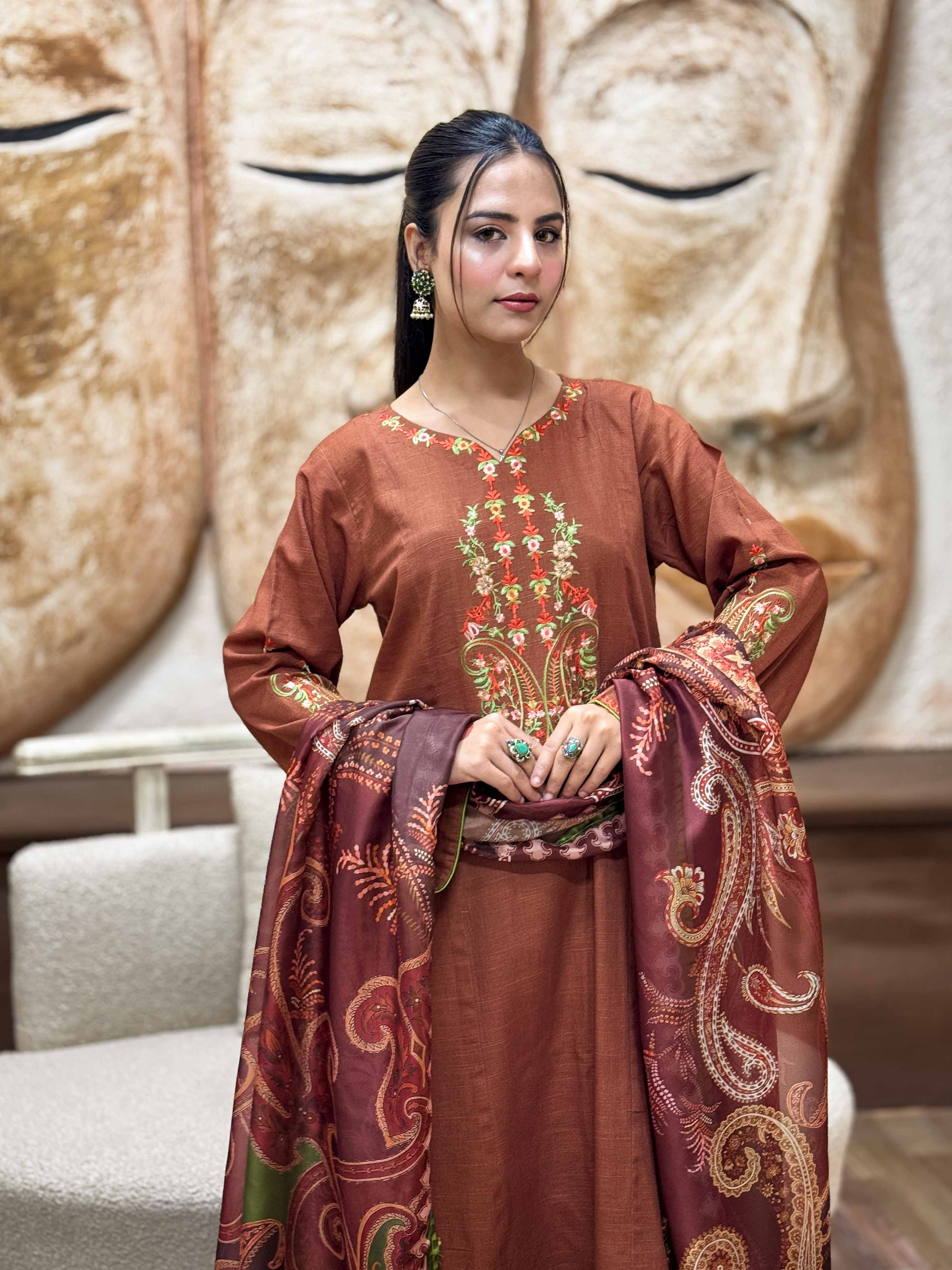 3 Pcs - Premium Embroidered Spring Floral