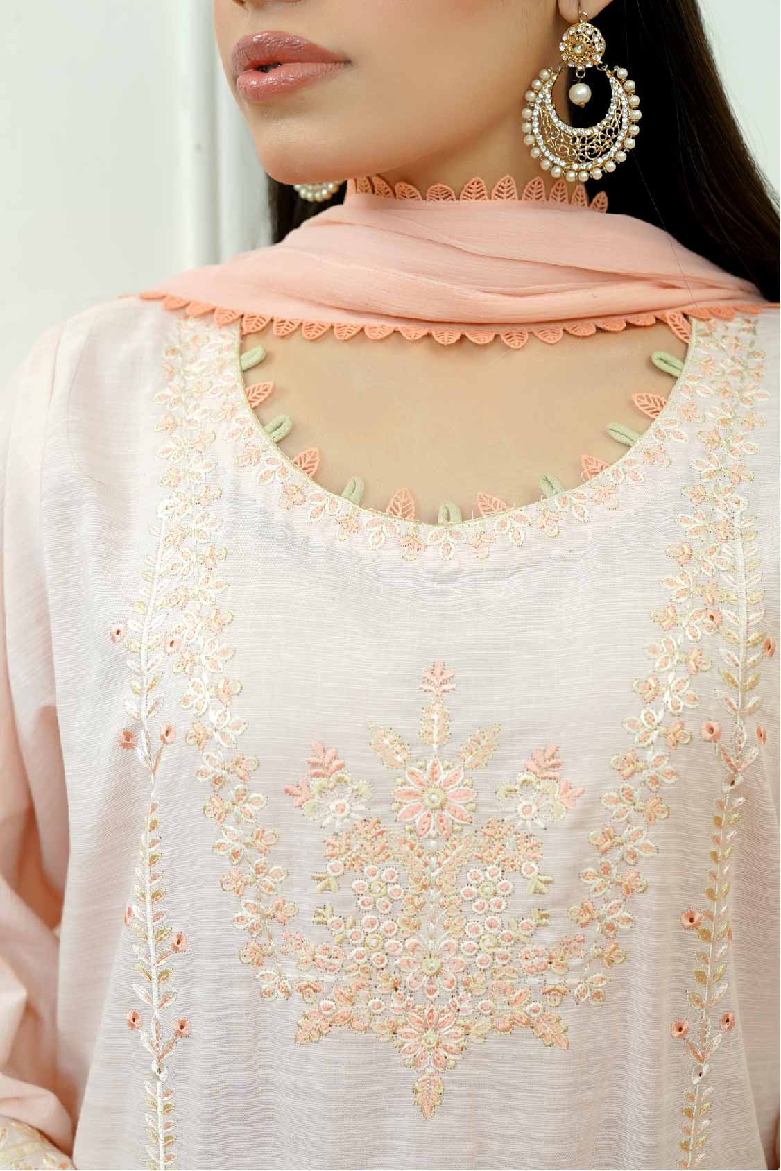 3 Pcs - Premium Embroidered Peach Breeze