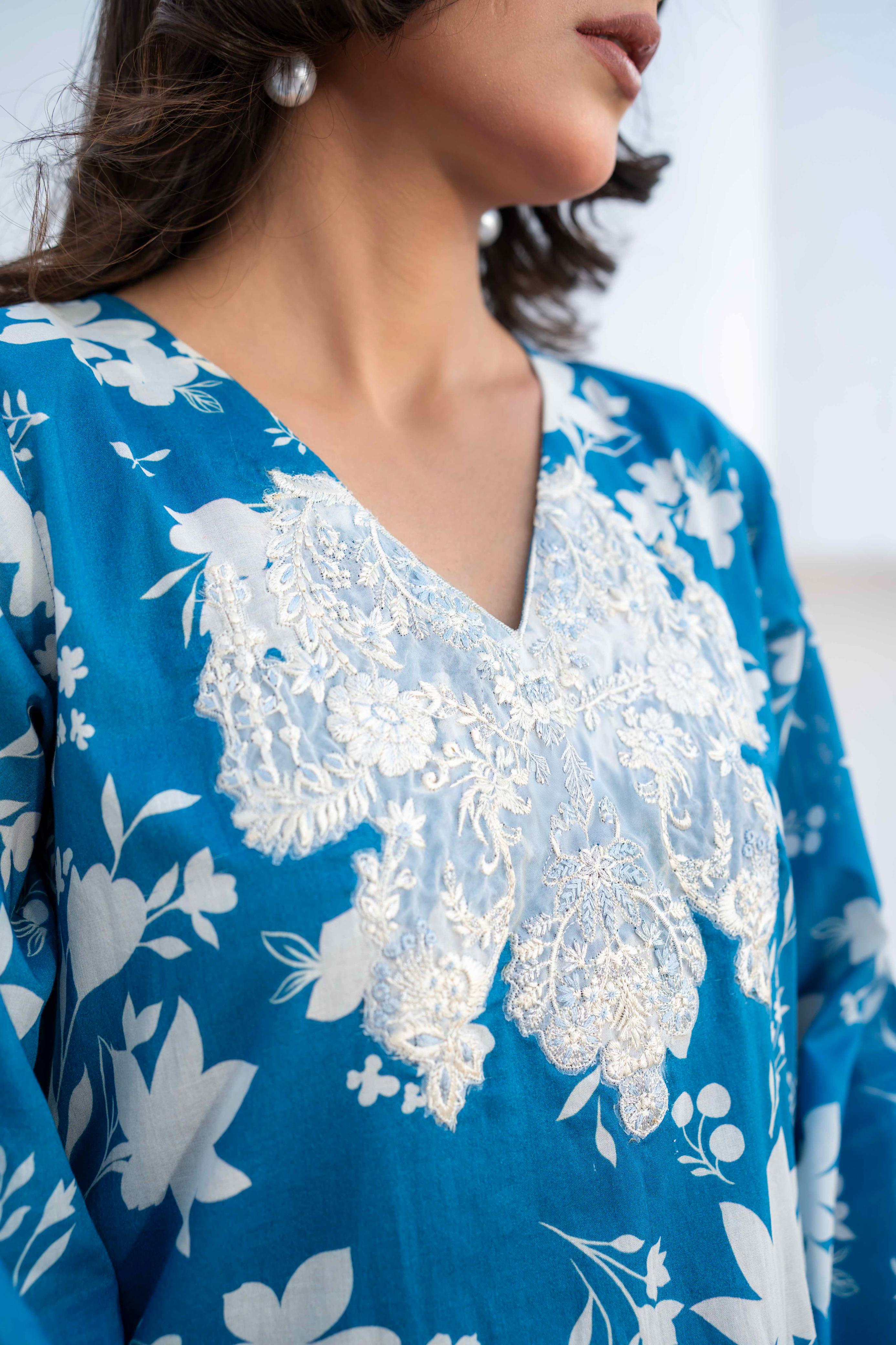 Morning Blue - Digital Printed Lawn