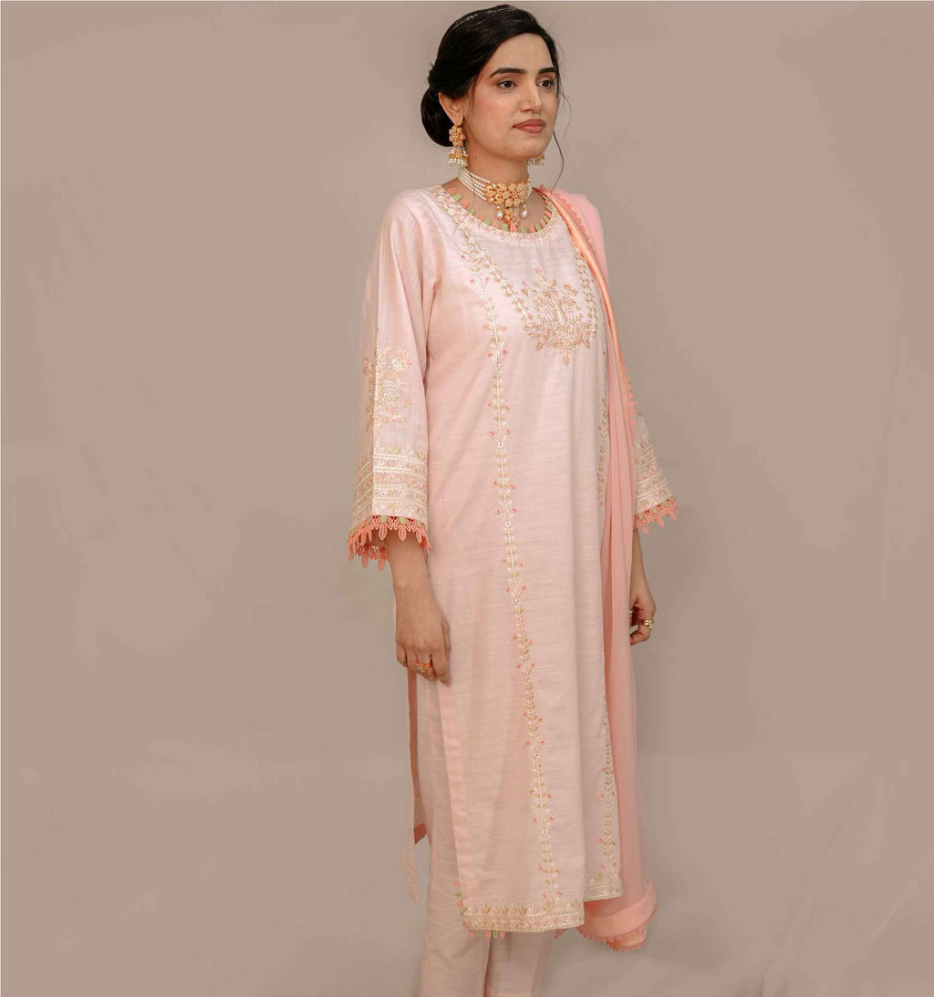 3 Pcs - Premium Embroidered Peach Breeze